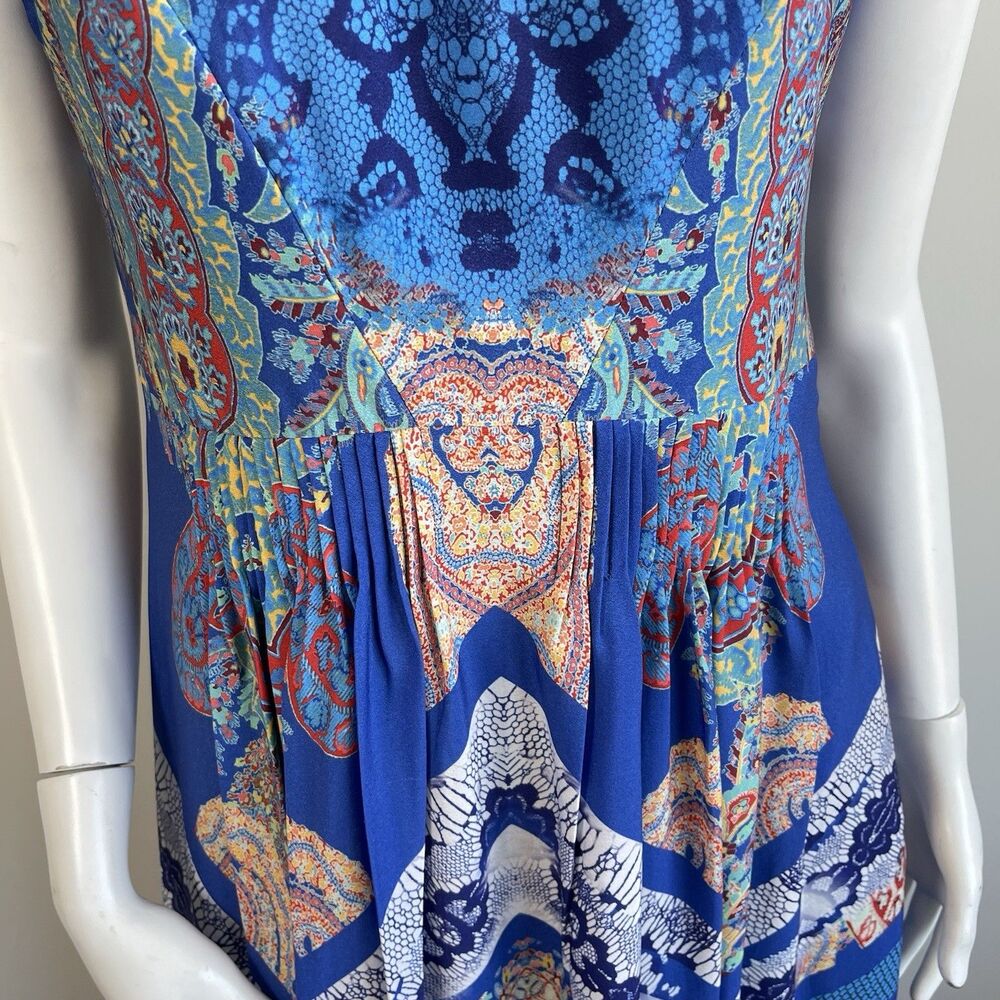 Anthropologie Ranna Gill Boteh Jewel Neckline Maxi Dress 6 Pleated Flowy Party - Picture 5 of 15